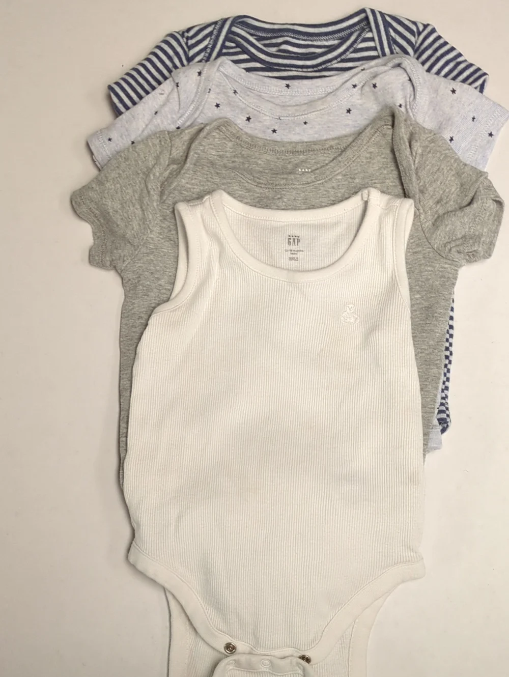 GAP Infant Onesie Pack - White, Gray & Navy Stripe